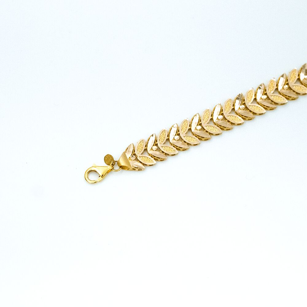 14 Ayar İşlemeli Yaprak Model Altın Bileklik