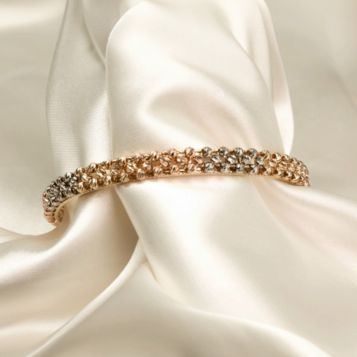 14 Ayar Çift Renk Dorikalı Altın Kelpeçe Bileklik