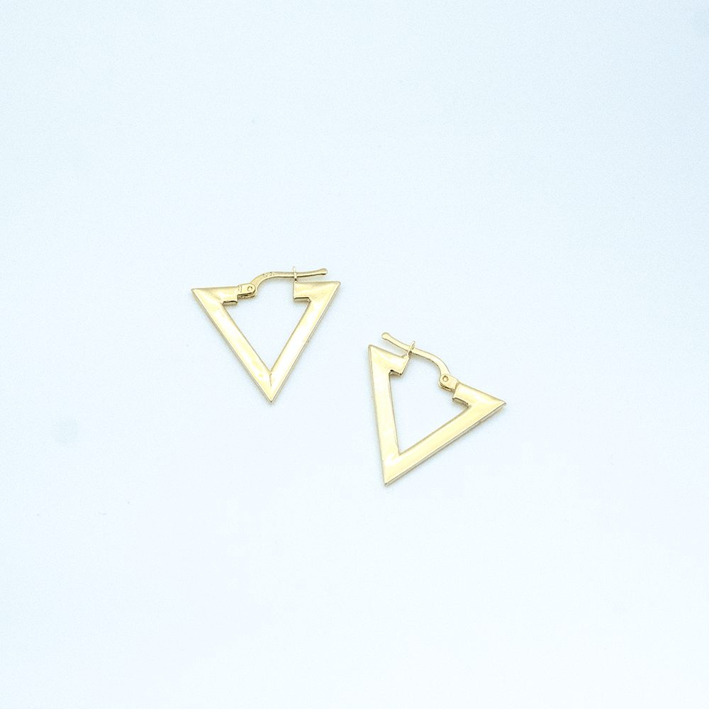 14 Ayar Üçgen Kesim Altın Küpe