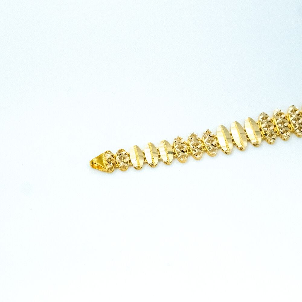 14 Ayar İşlemeli Oval Desenli Altın Bileklik