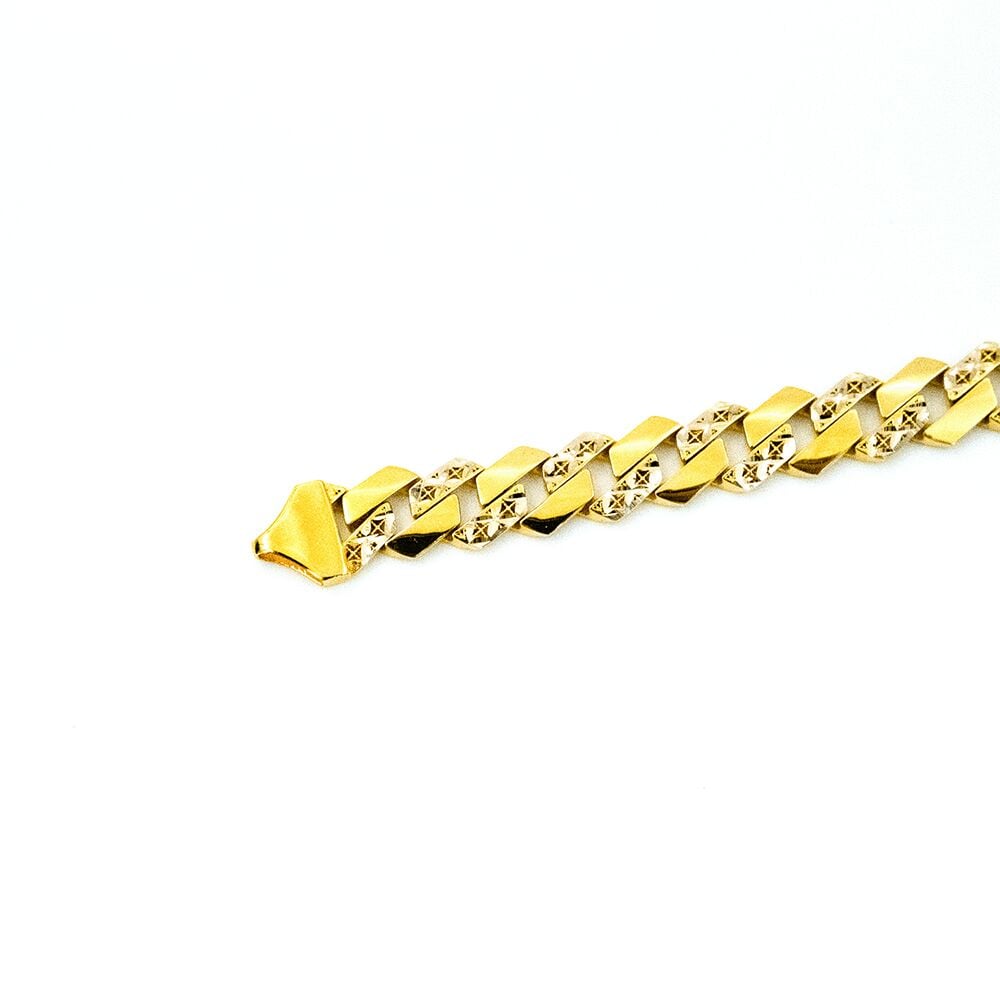 14 Ayar Desenli Köşeli Gurmet Altın Bileklik