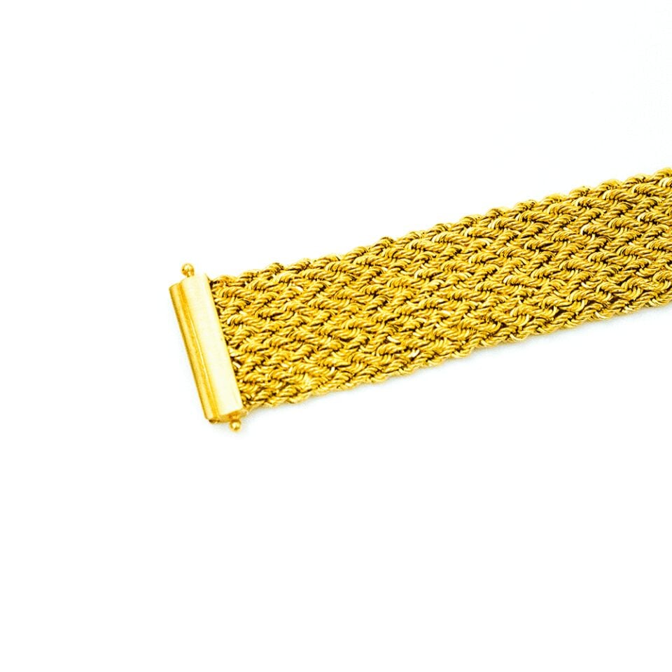 14 Ayar Kıvrımlı Hasır Model Altın Bileklik