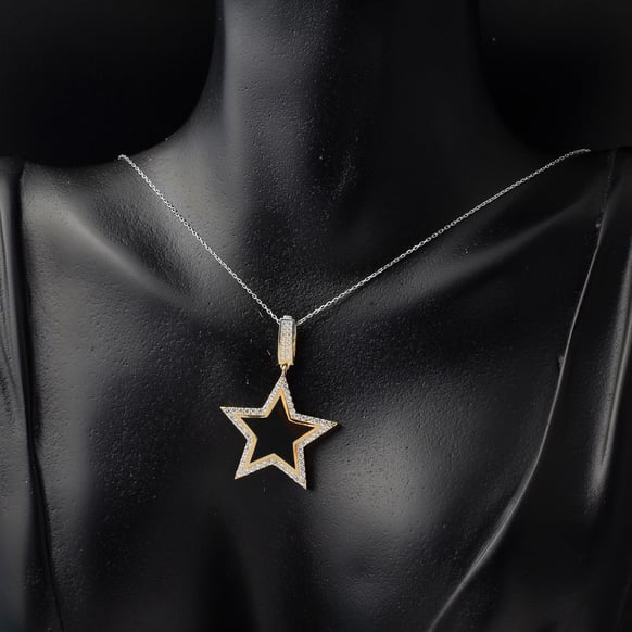 14 Ayar Yıldızlı Taşlı Altın Zincir Kolye