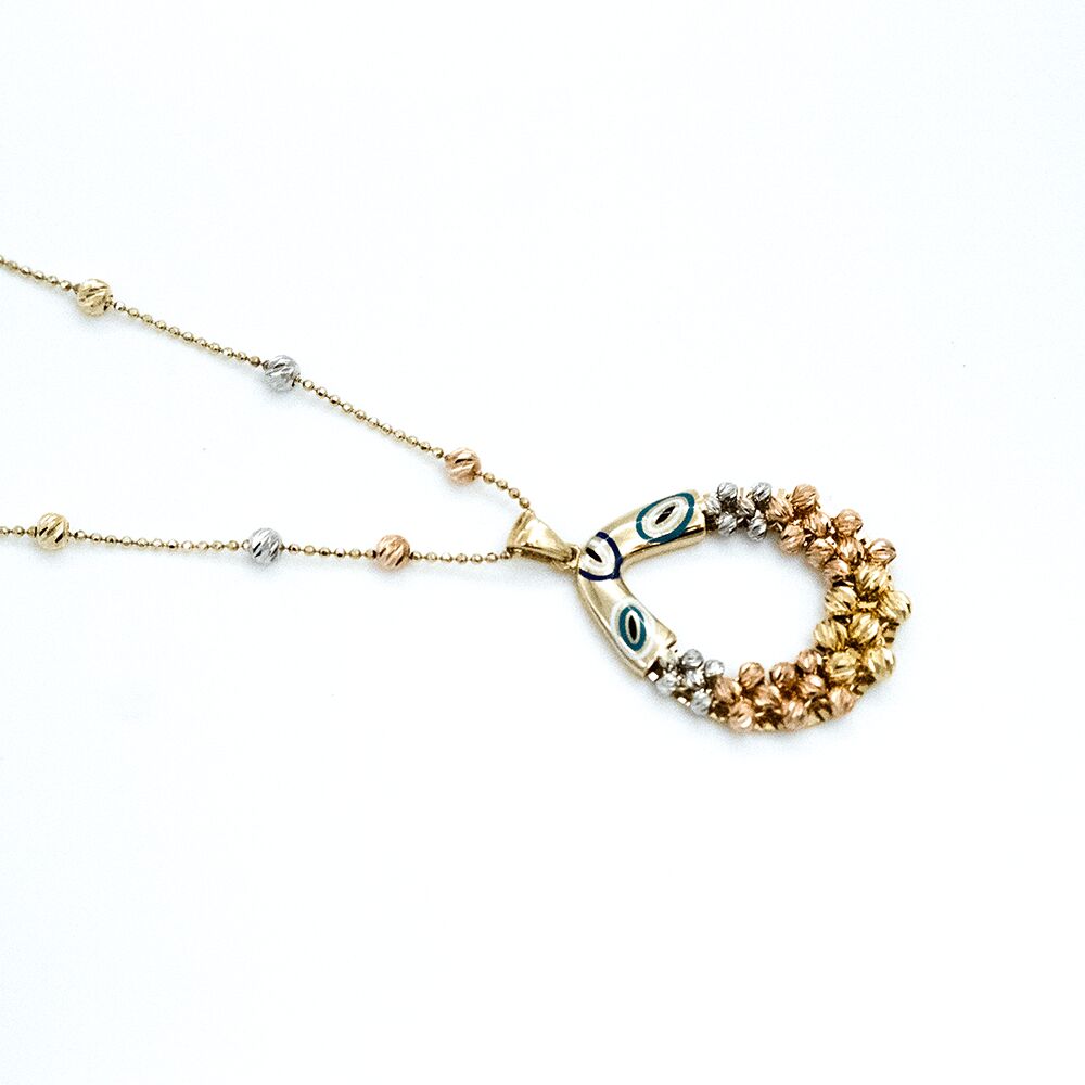 14 Ayar renkli Dorika Toplu Halka Altın Kolye