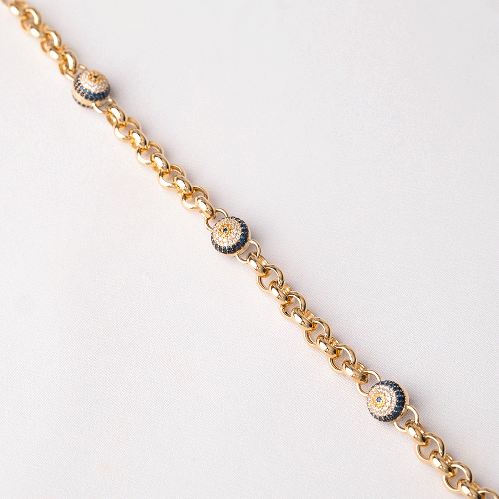 14 Ayar Top Sıralı Doch Zincir Altın Bileklik