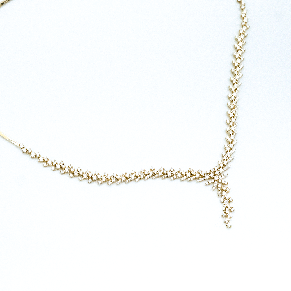 14 Ayar Taşlı Ağaç Detaylı Altın Gerdanlık