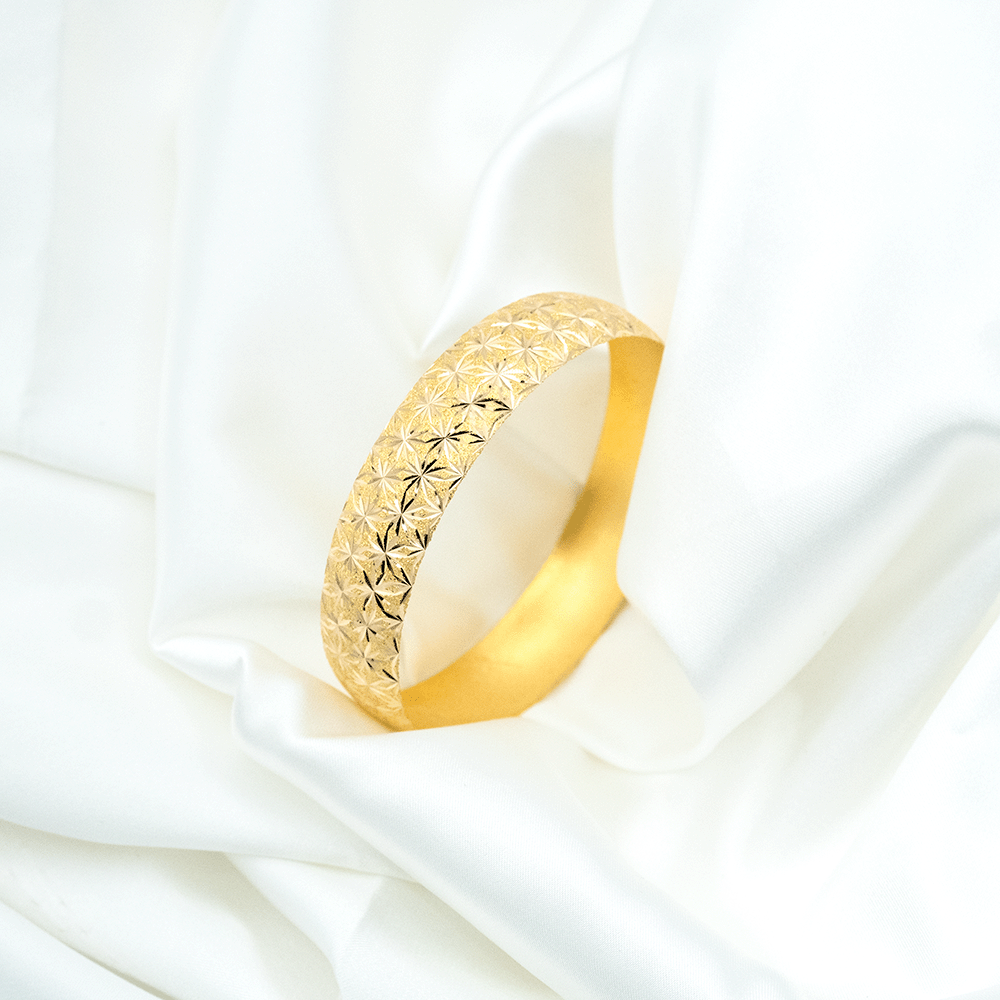 22 Ayar Çiçek Desenli Mega Altın Bilezik 80 Gr