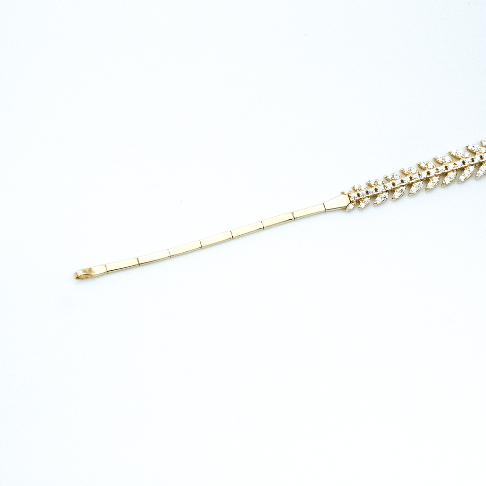 14 Ayar Taşlı Ağaç Detaylı Altın Bileklik