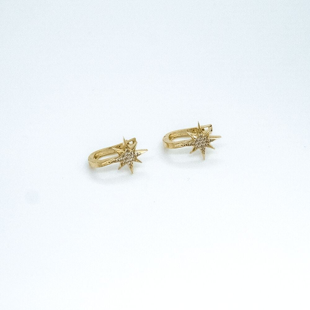 14 Ayar Taşlı Kuzey Yıldızı Altın Küpe