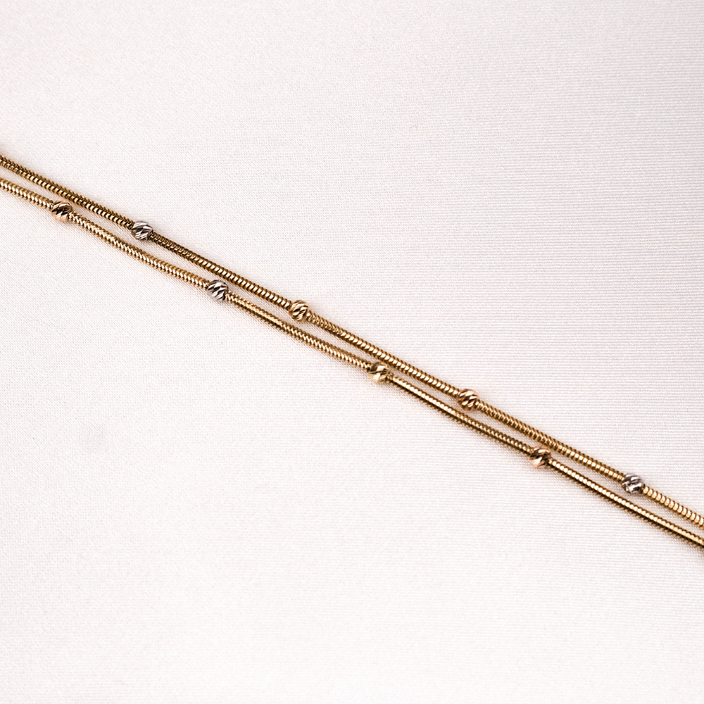 14 Ayar Balık Sırtı Çift Zincirli Altın Bileklik