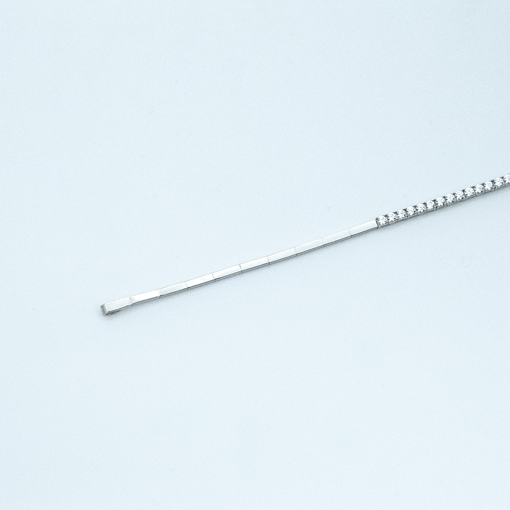 14 Ayar Yuvarlak Taşlı Su Yolu Beyaz Altın Bileklik