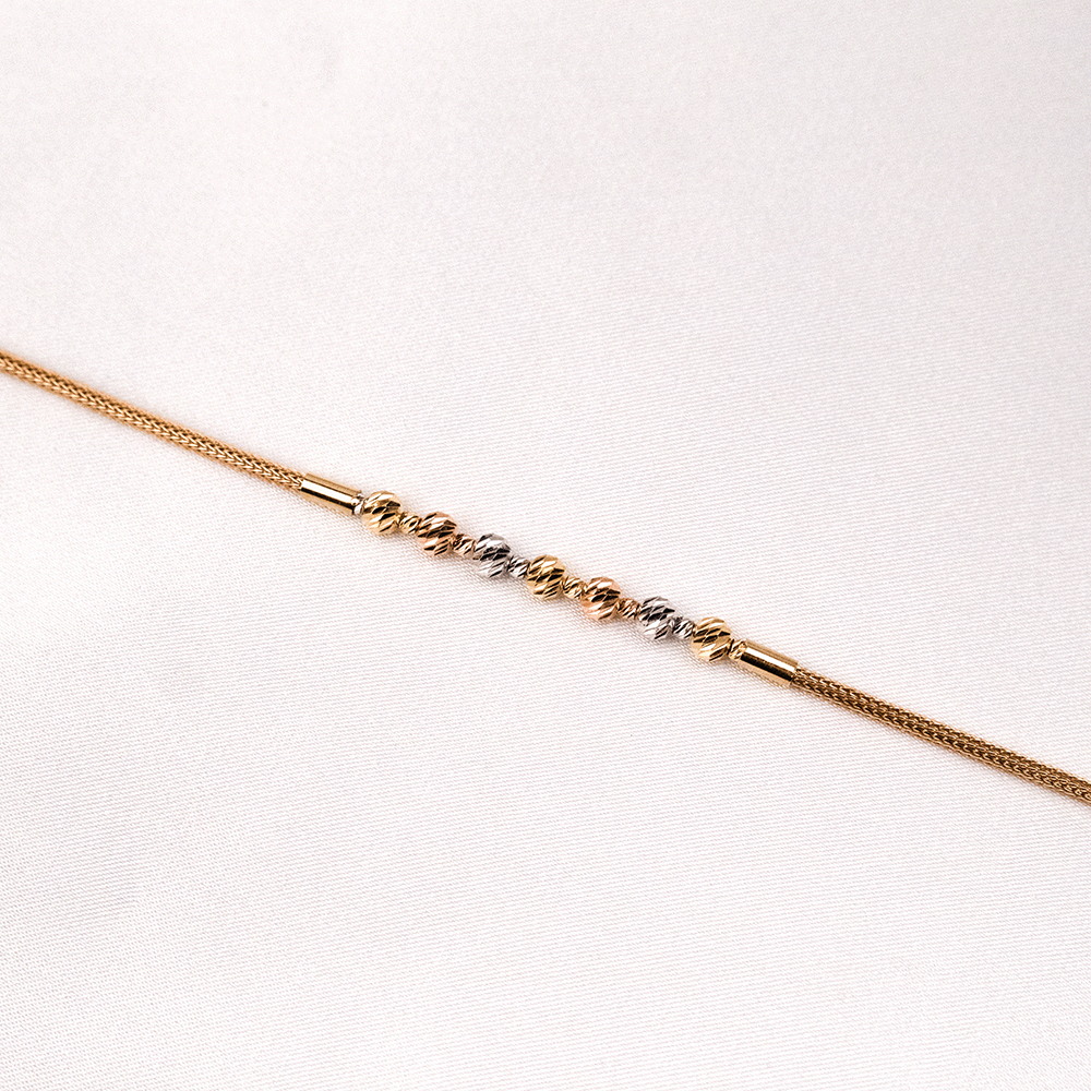 14 Ayar Renkli Dorika Top Sıralı Zincir Altın Bileklik