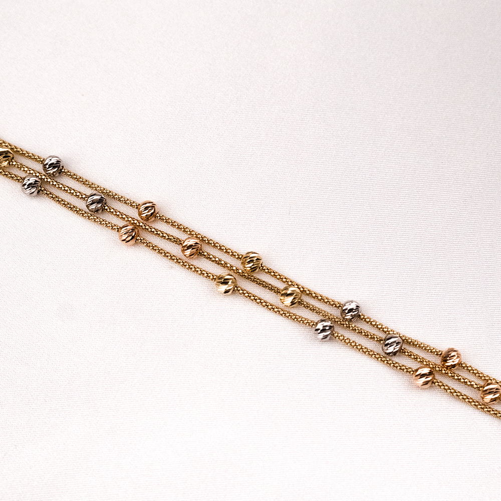 14 Ayar Renkli Dorika Toplu Sıralı Altın Bileklik