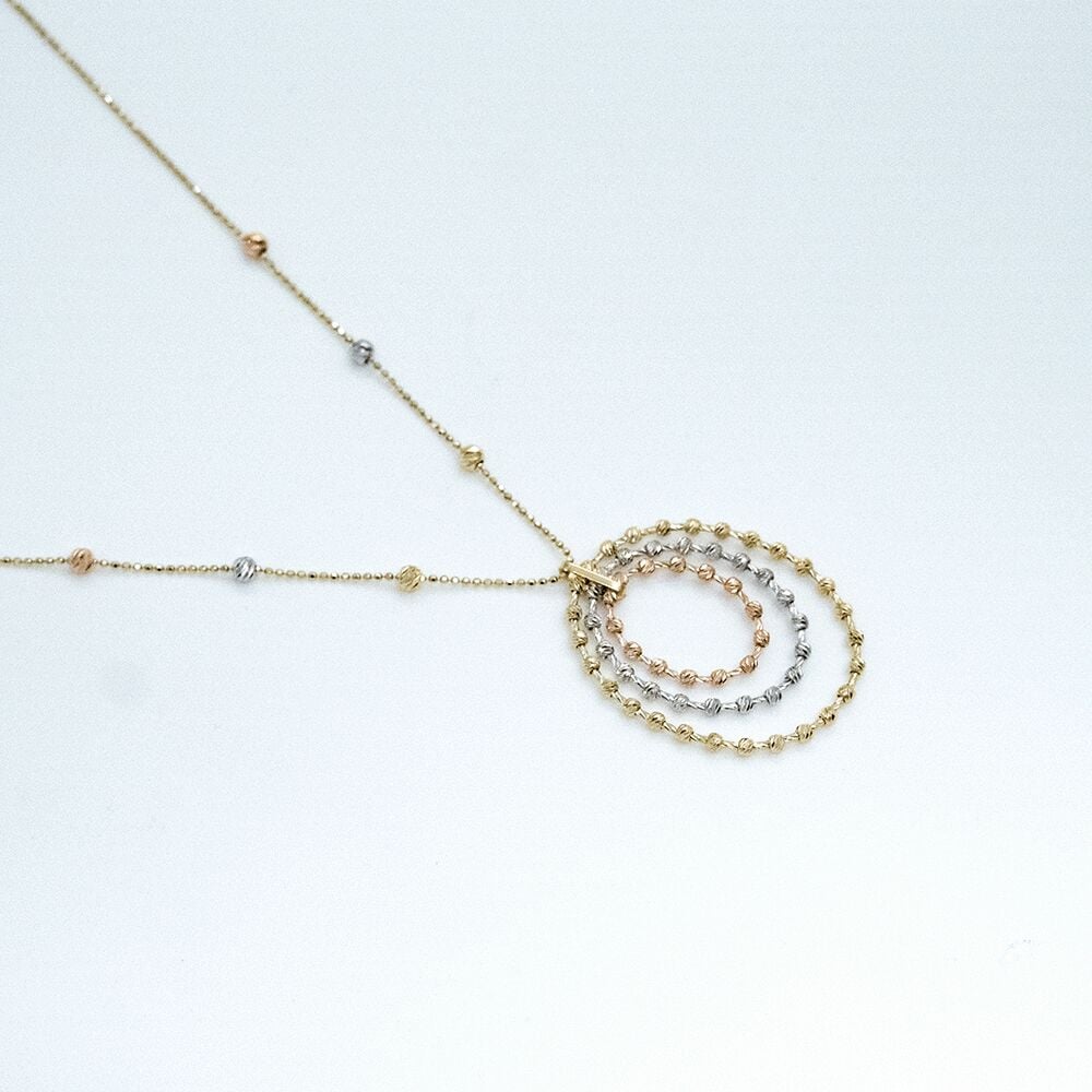 14 Ayar Renkli Dorika Toplu Halka Altın Kolye