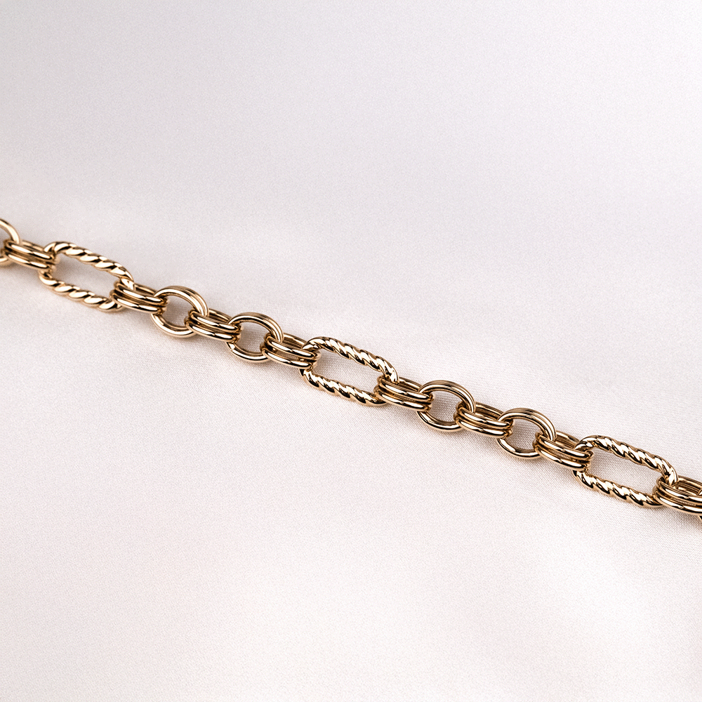 14 Ayar Parıltılı Halka Sıralı Altın Bileklik