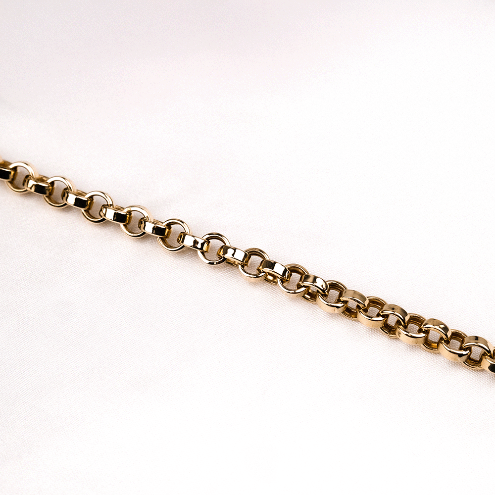 14 Ayar Düz Çark Halka Sıralı Zincir Altın Bileklik