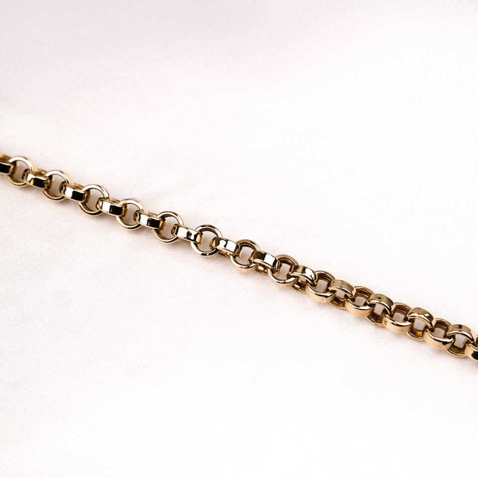 14 Ayar Düz Çark Halka Sıralı Zincir Altın Bileklik