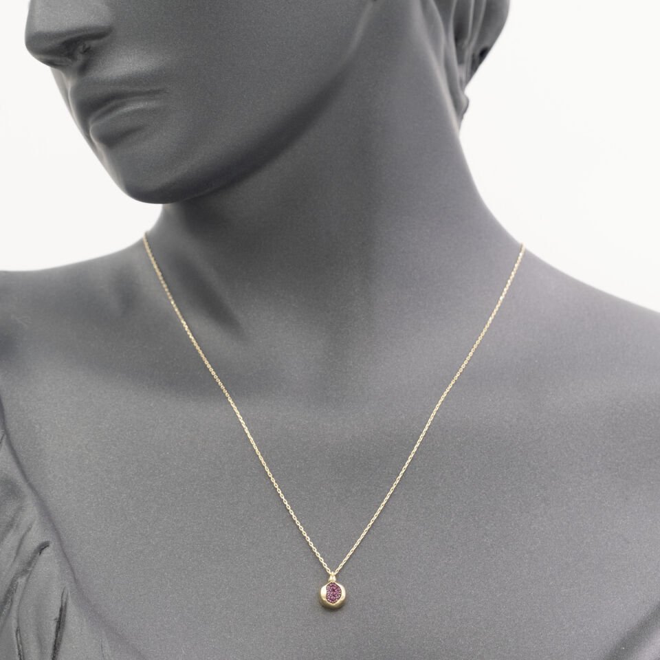 14 Ayar Taşlı Nar Altın Kolye