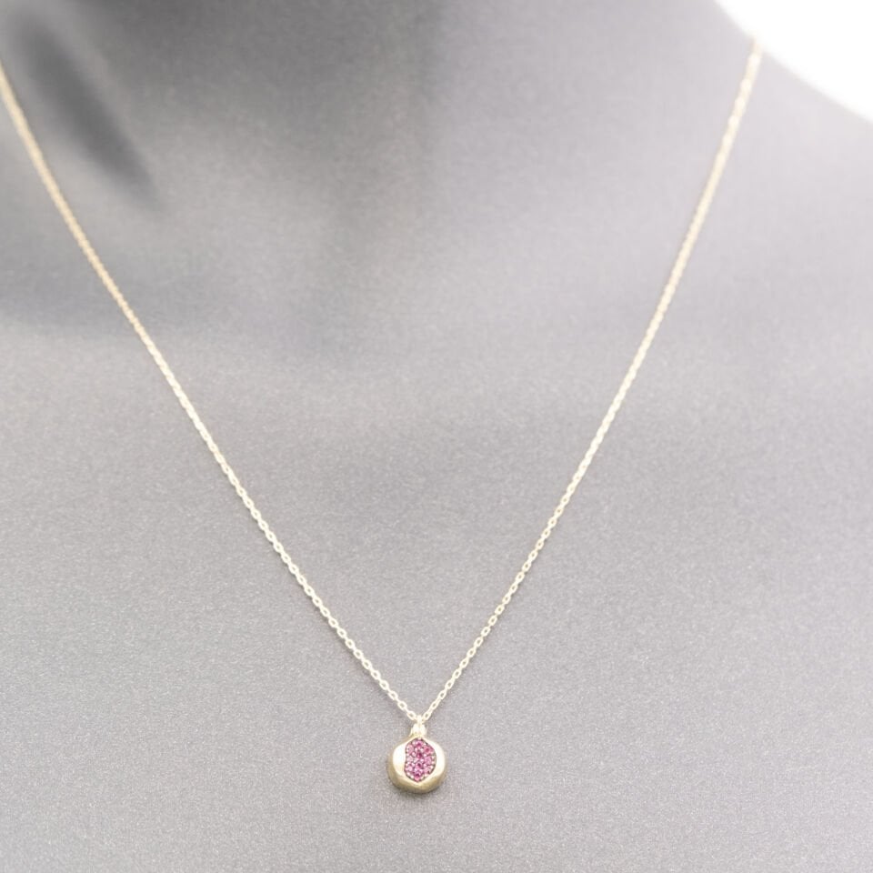 14 Taşlı Nar Altın Kolye