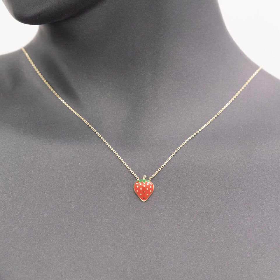 14 Ayar Çilek Altın Kolye
