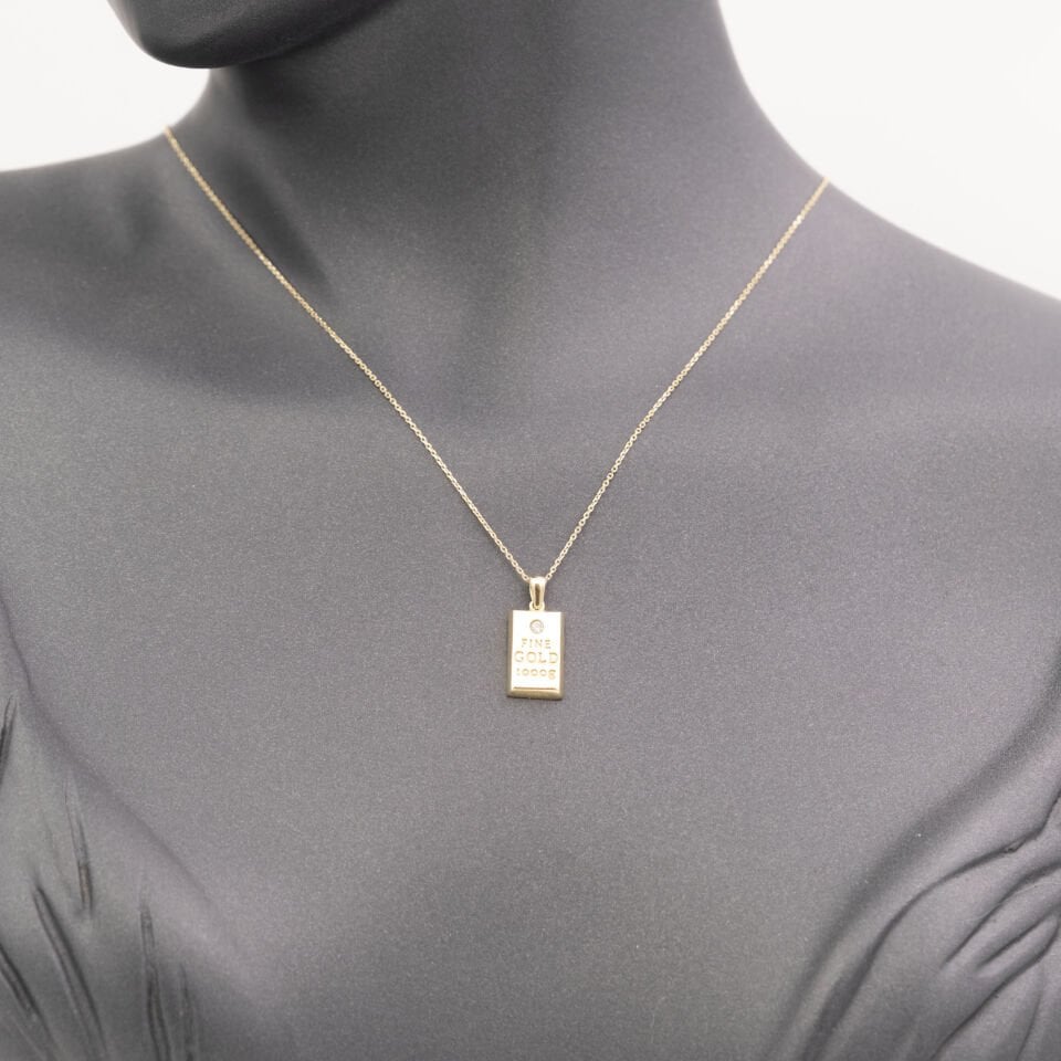 14 Taşlı Detaylı Fine Gold Altın Kolye