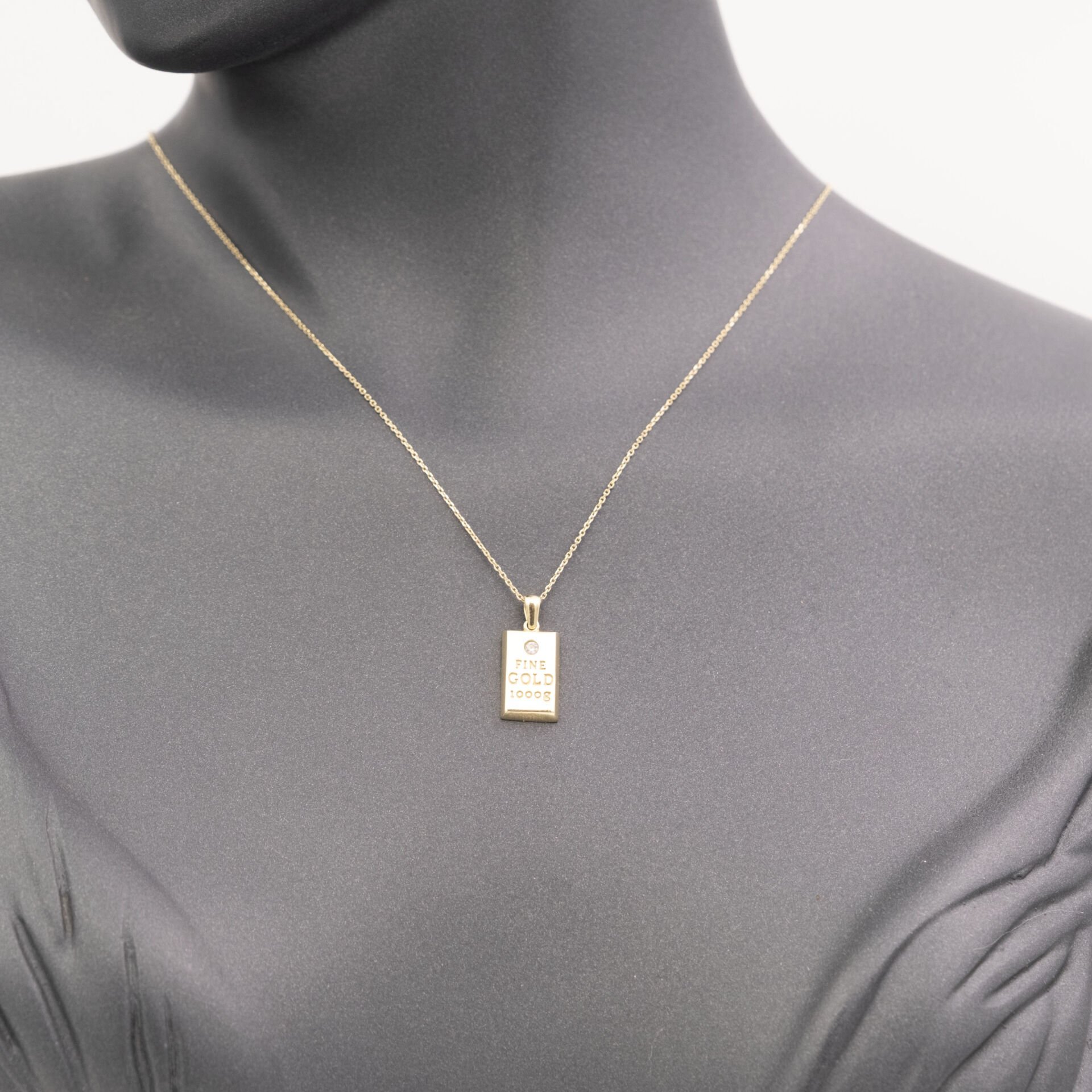 14 Taşlı Detaylı Fine Gold Altın Kolye