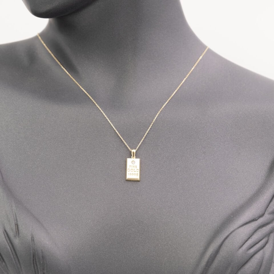 14 Taşlı Detaylı Fine Gold Altın Kolye