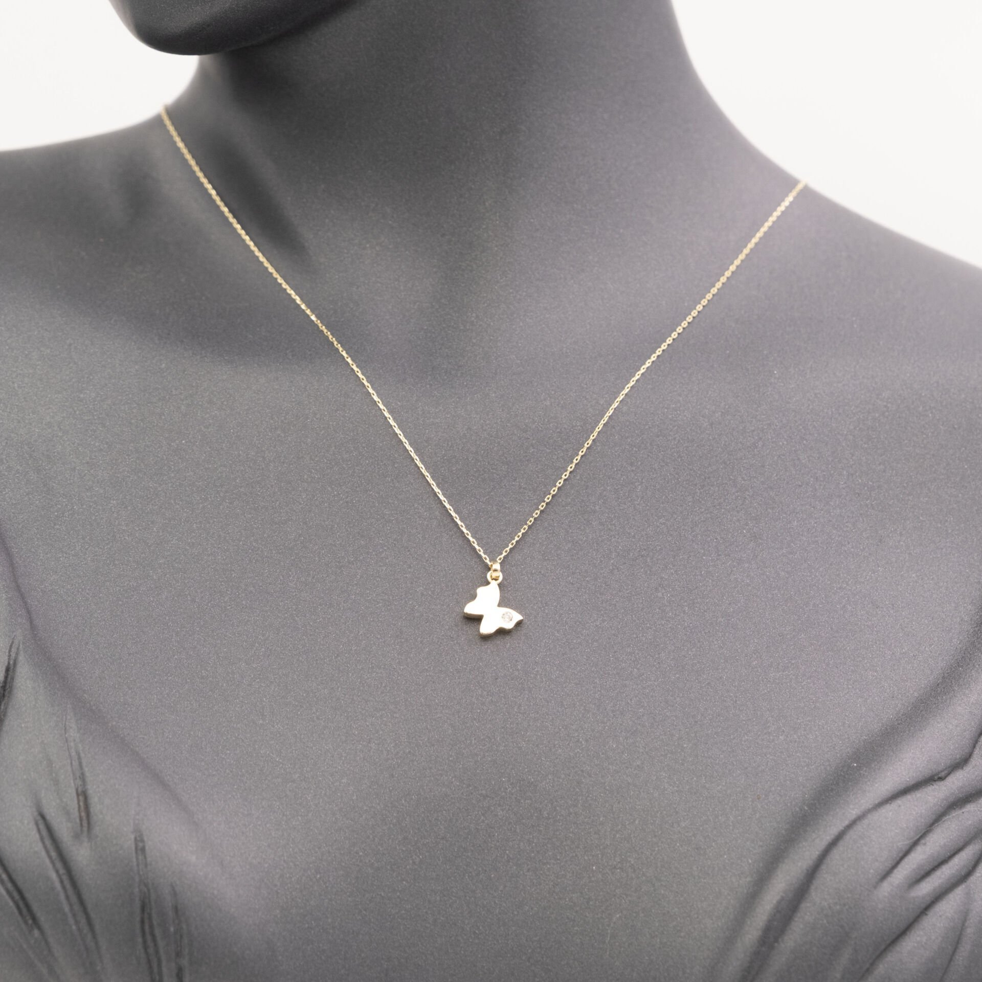 14 Taşlı Kelebek Altın Kolye