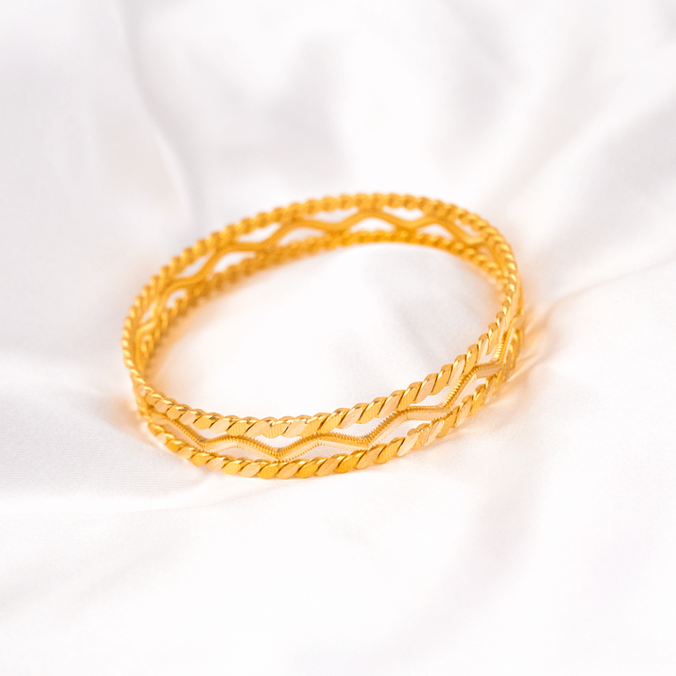 22 Ayar Pul Desenli Ajda ve Zikzak Model Ajda Gold Altın Bilezik (15 gr. X 3 Adet)