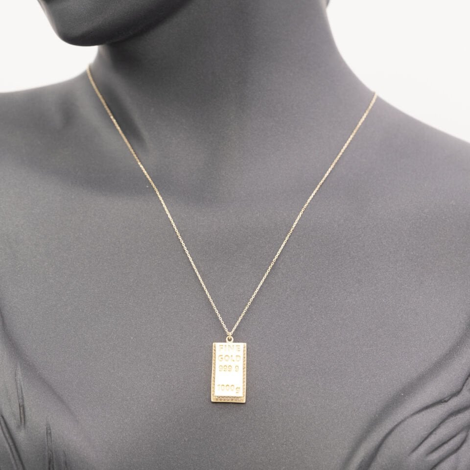 14 Etrafı Taşlı Fine Gold Altın Kolye