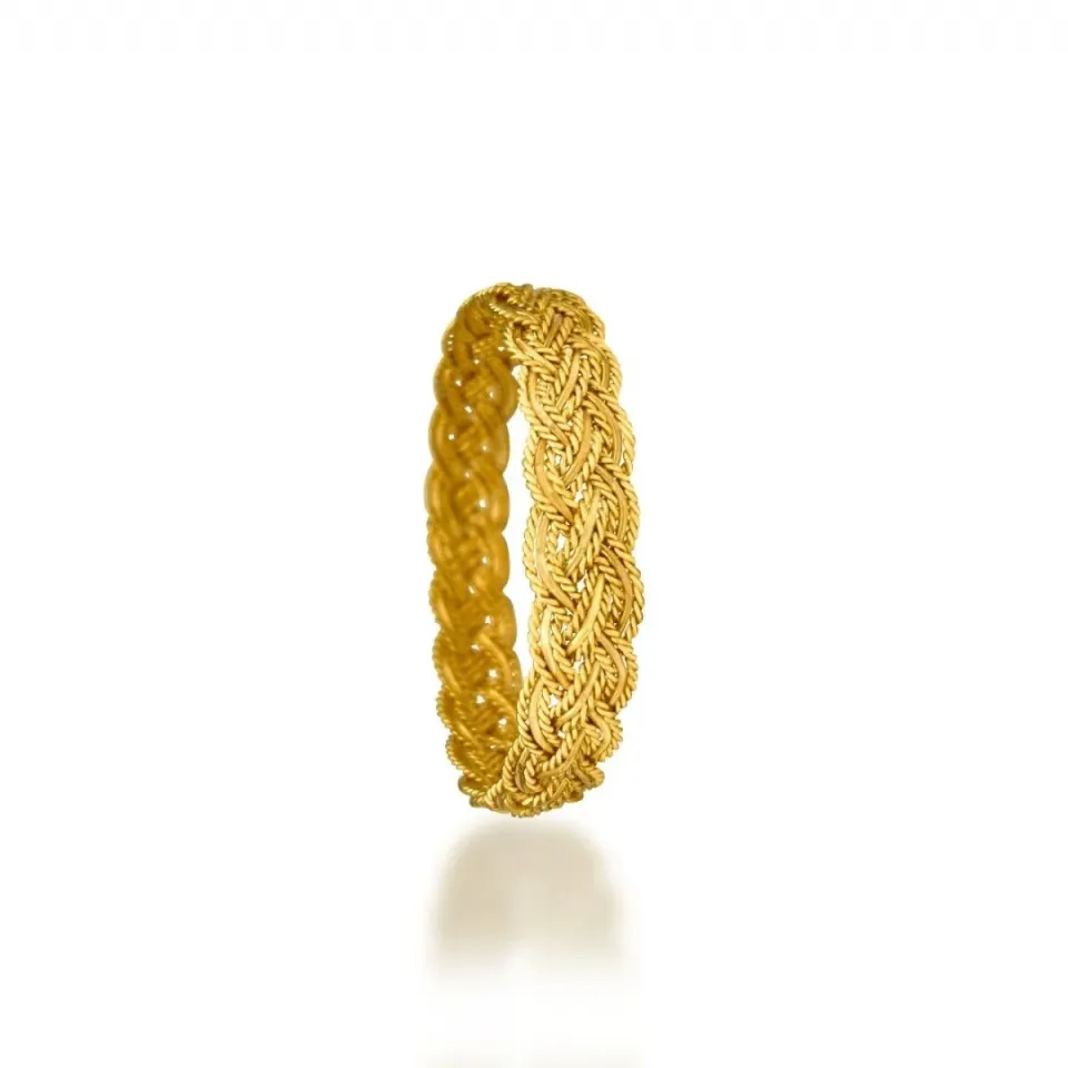 22 Ayar Üçlü Örme Model Gold Altın Bilezik 30 Gr