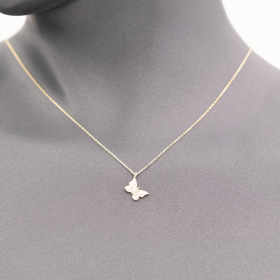 14 Ayar Sade Kelebek Altın Kolye