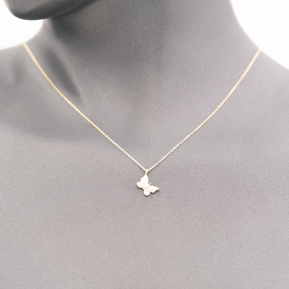 14 Ayar Sade Kelebek Altın Kolye