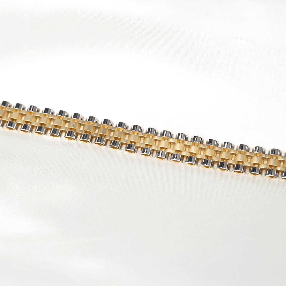 14 Ayar Renk Detaylı Kordon Erkek Altın Bileklik