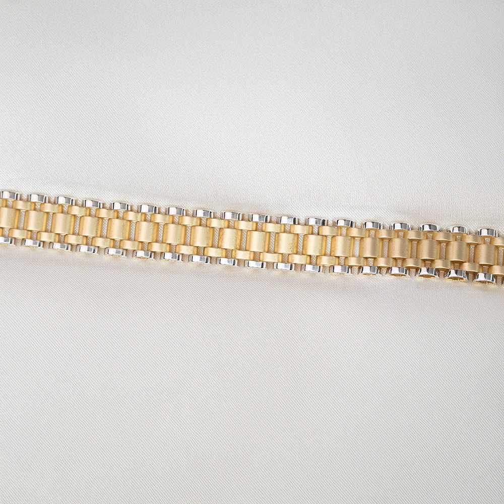 14 Ayar Renk Detaylı Beş Sıra Kordon Erkek Altın Bileklik