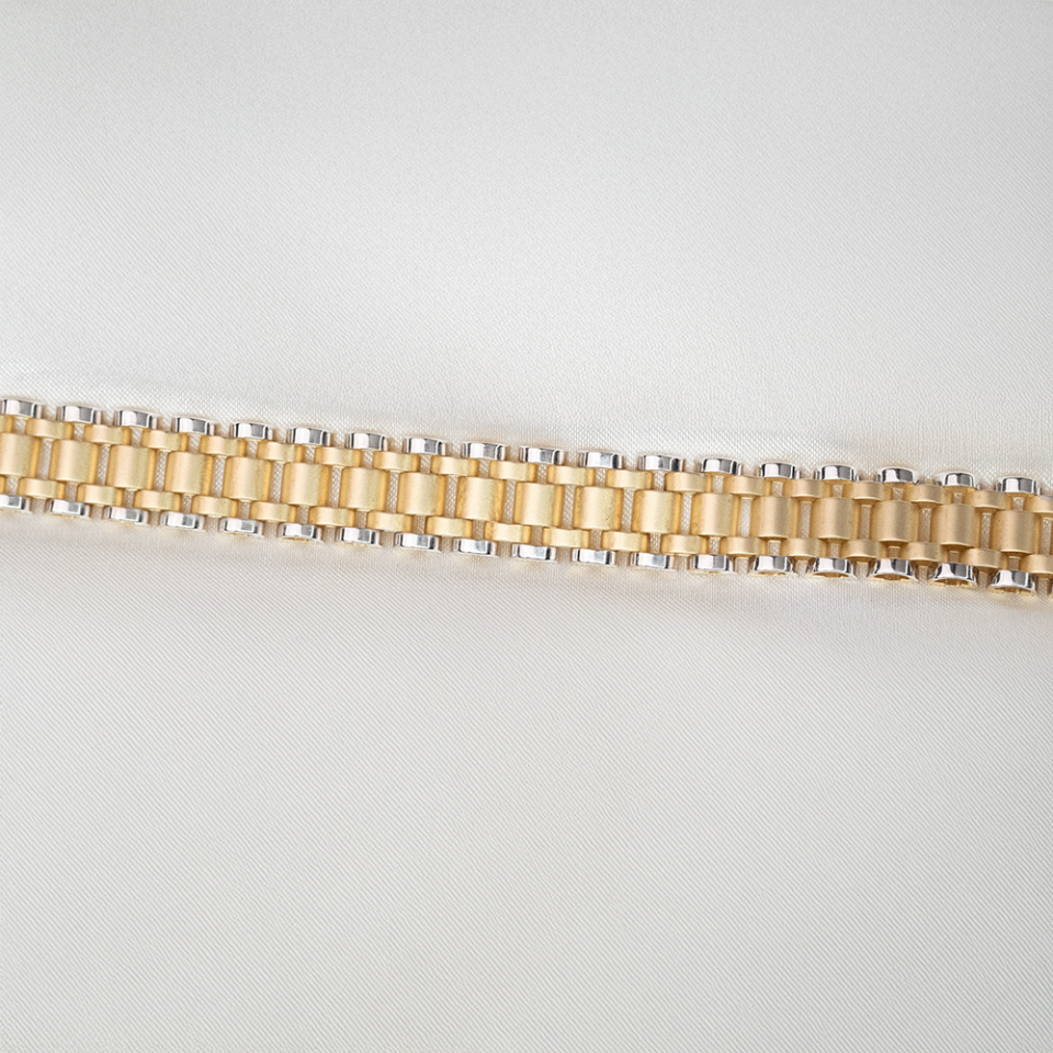 14 Ayar Renk Detaylı Beş Sıra Kordon Erkek Altın Bileklik