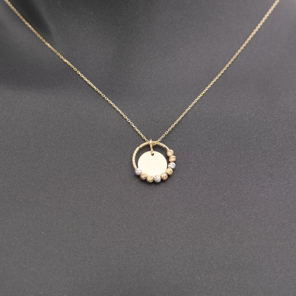 14 Renkli Dorikalı Altın Kolye