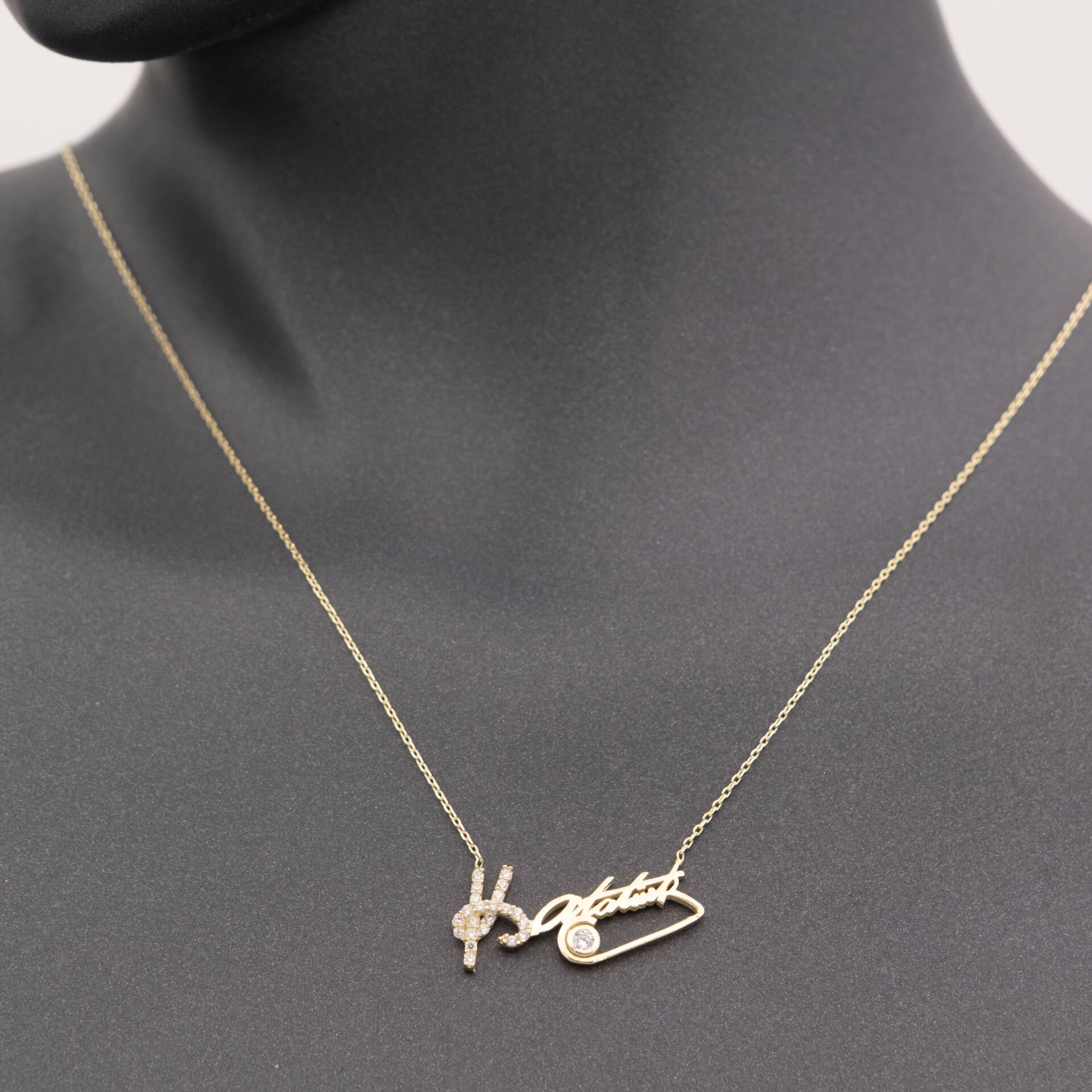 14 Taşlı Kemal Atatürk İmzası Altın Kolye