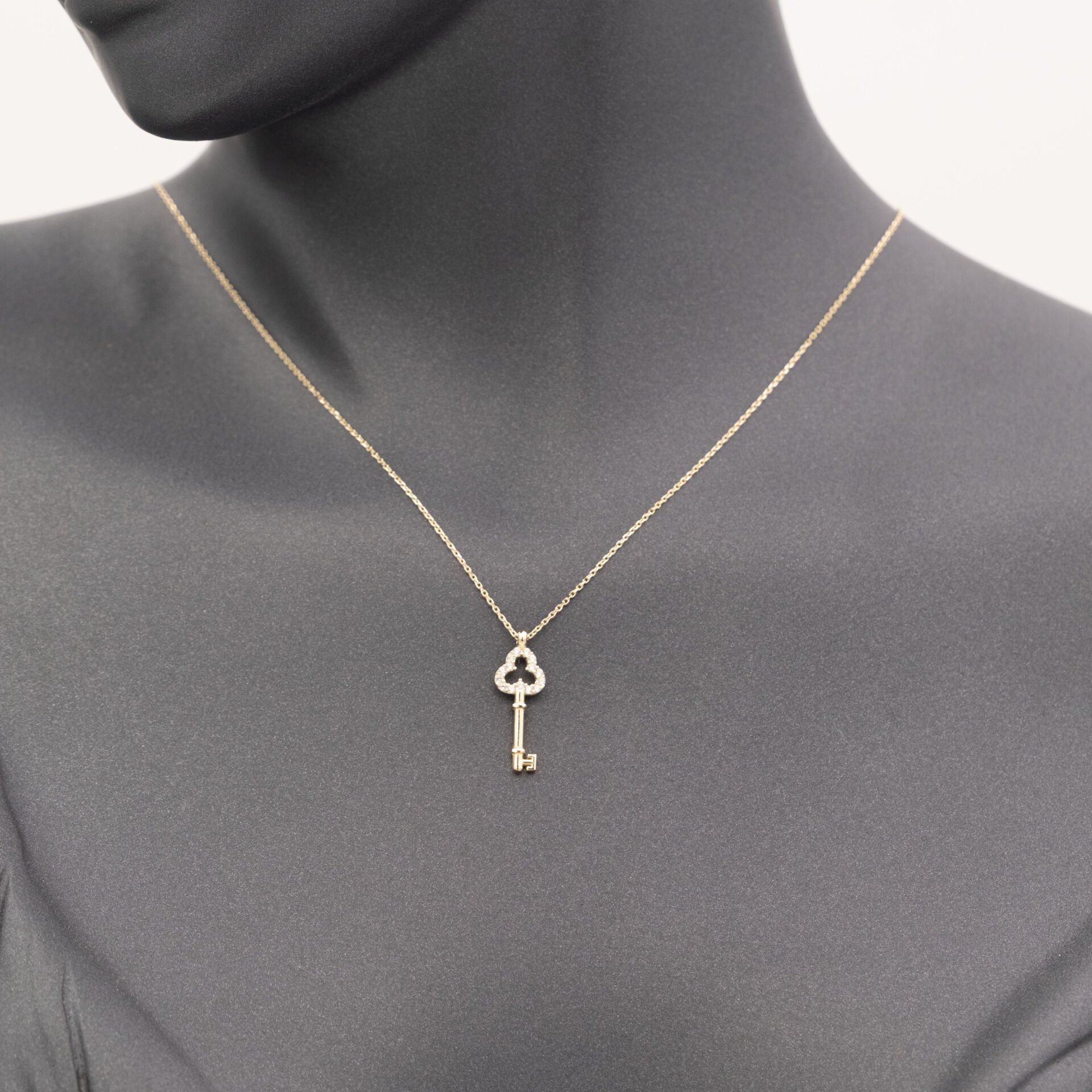 14 Taşlı Anahtar Altın Kolye