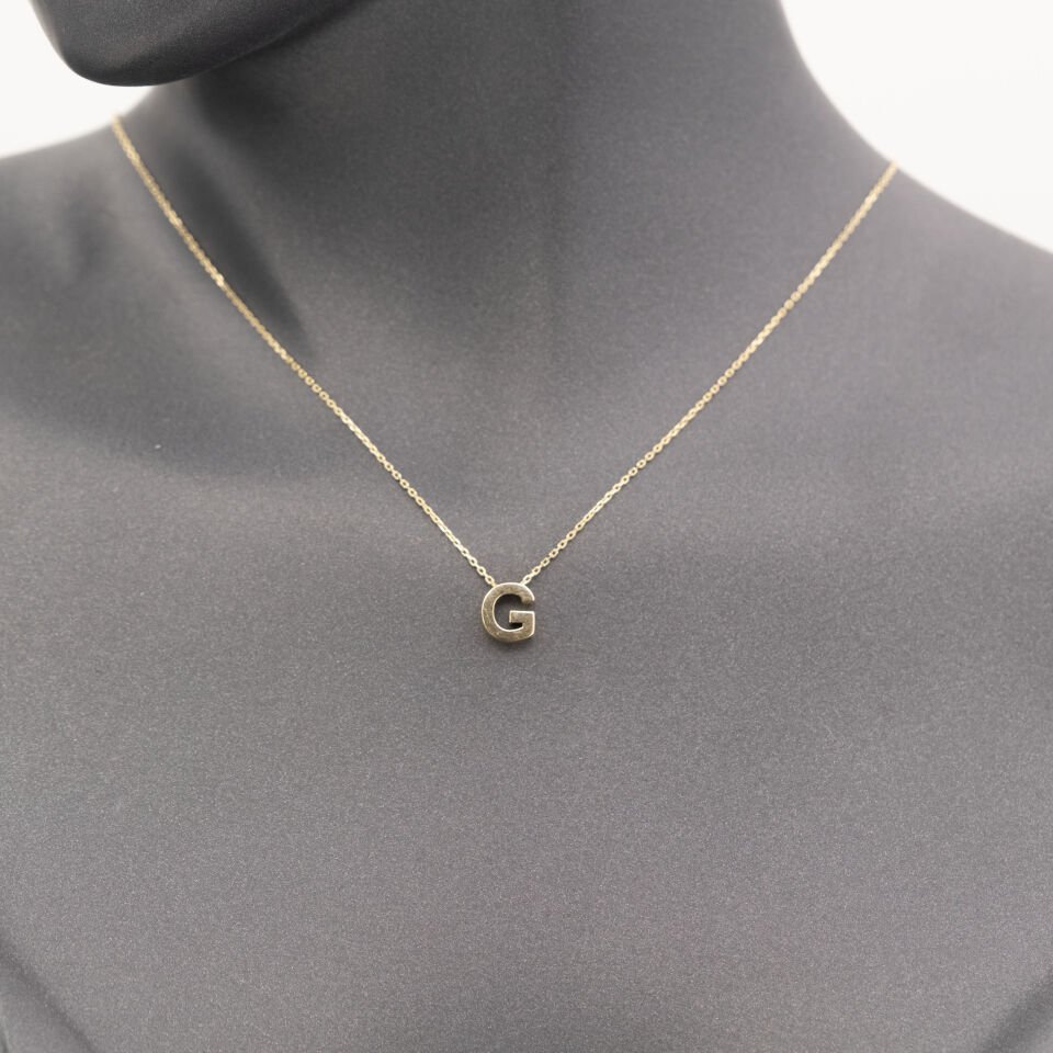 14 Ayar G Harfli Altın Kolye