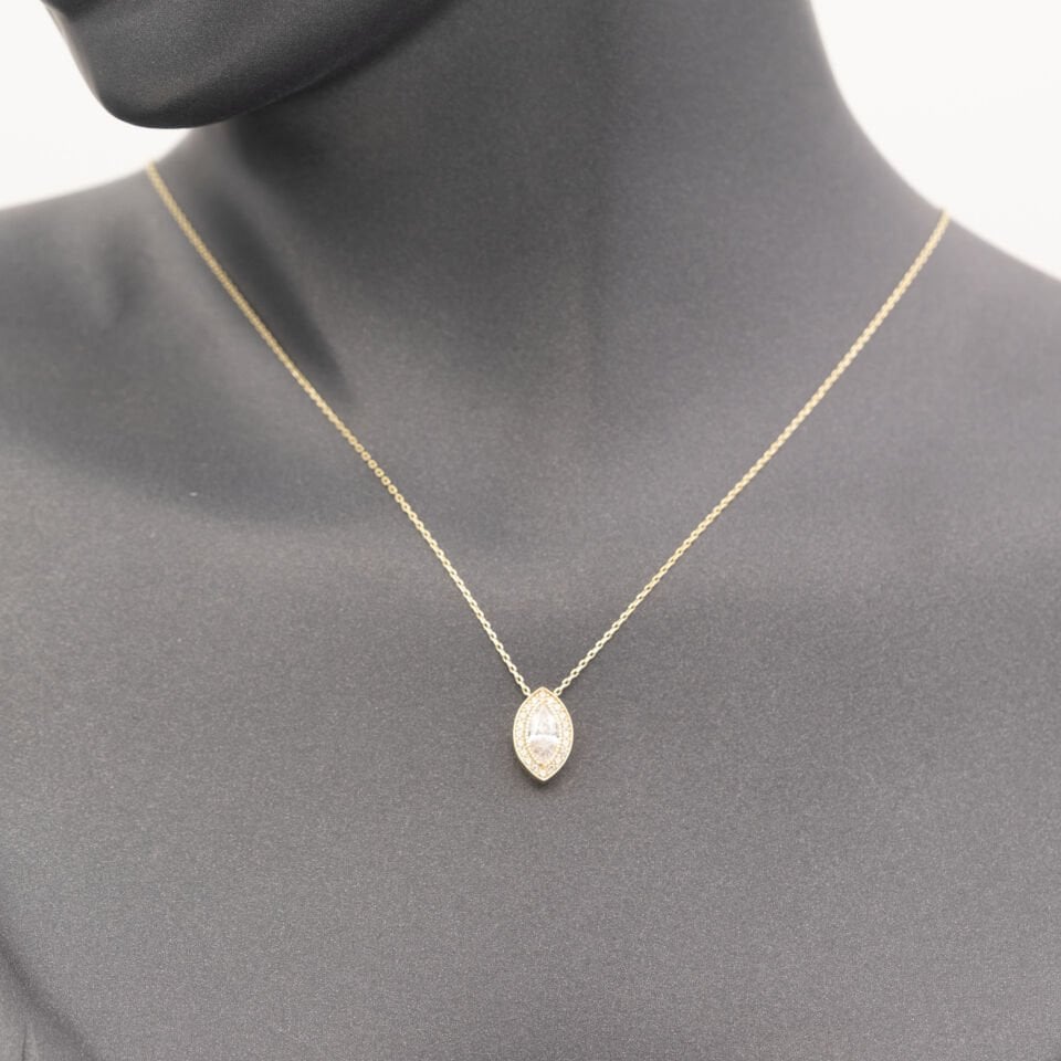 14 Ayar Taşlı Detaylı Göz Altın Kolye