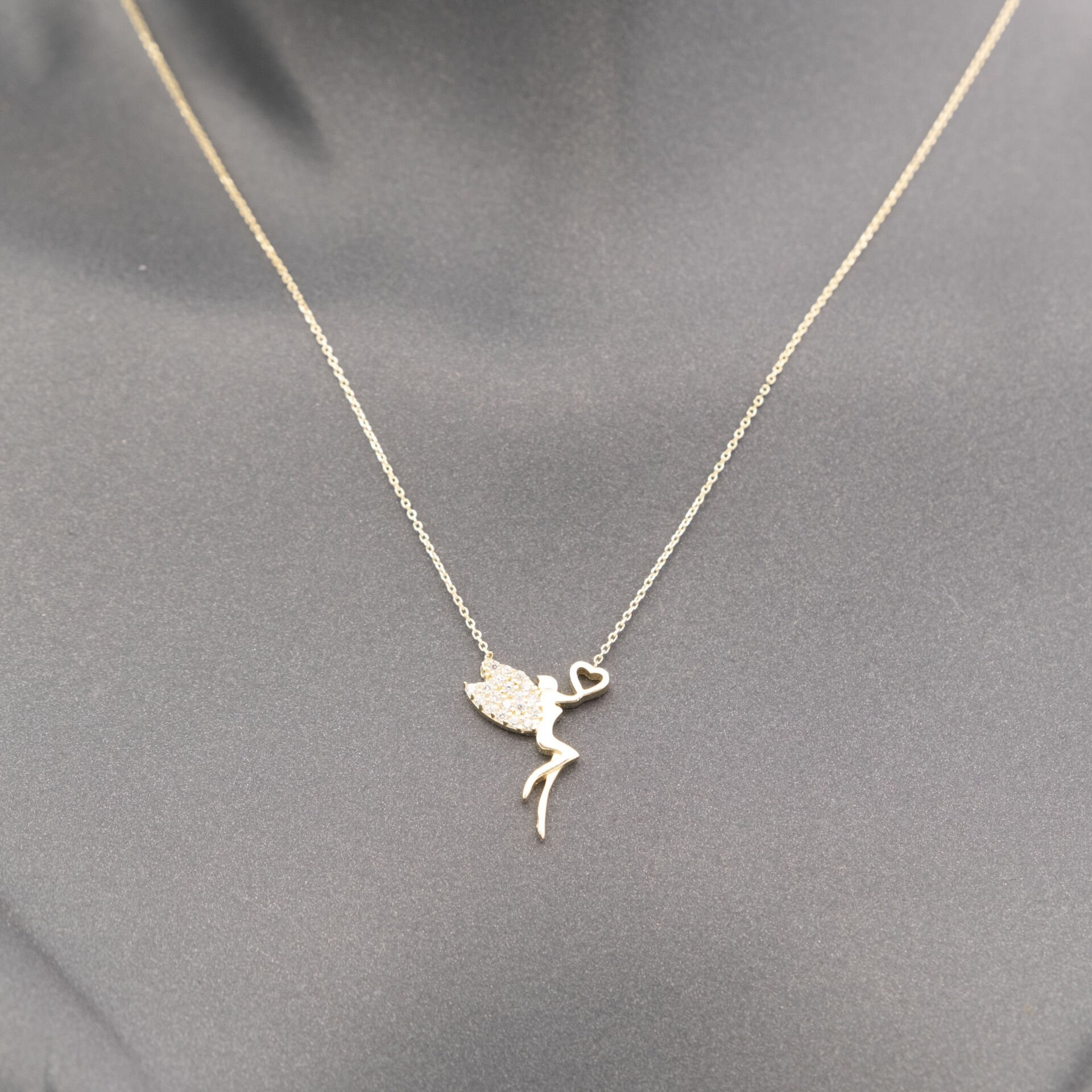 14 Taşlı Detaylı Peri Altın Kolye