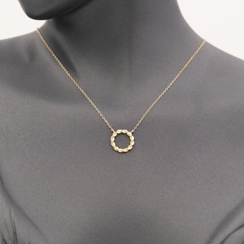 14 Ayar Sade Sarmal Altın Kolye