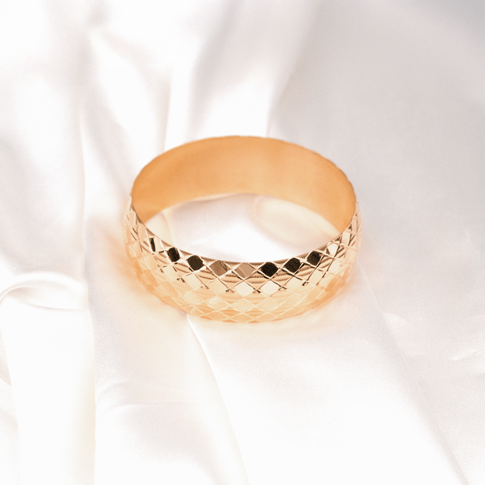 22 Ayar Kenarları Şeritli Ortadan Çizgili Gold Altın Bilezik 30 Gr