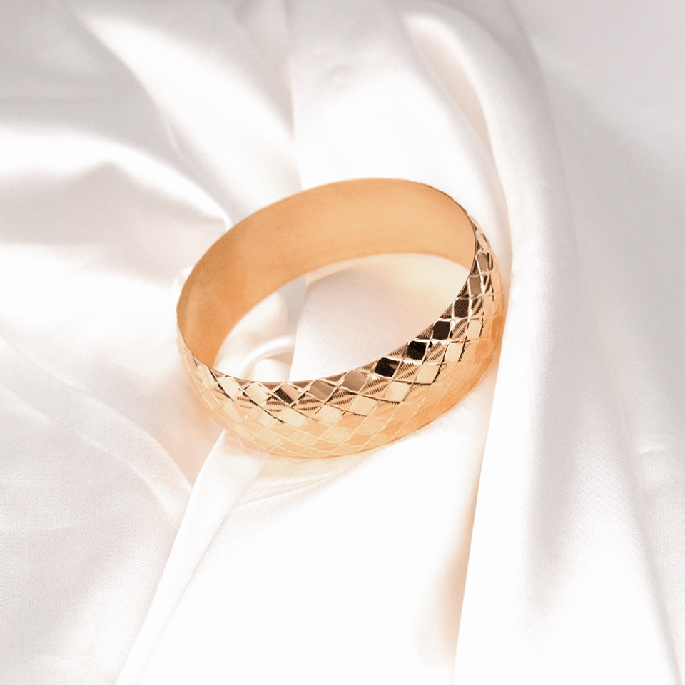 22 Ayar Kenarları Şeritli Ortadan Çizgili Gold Altın Bilezik 30 Gr