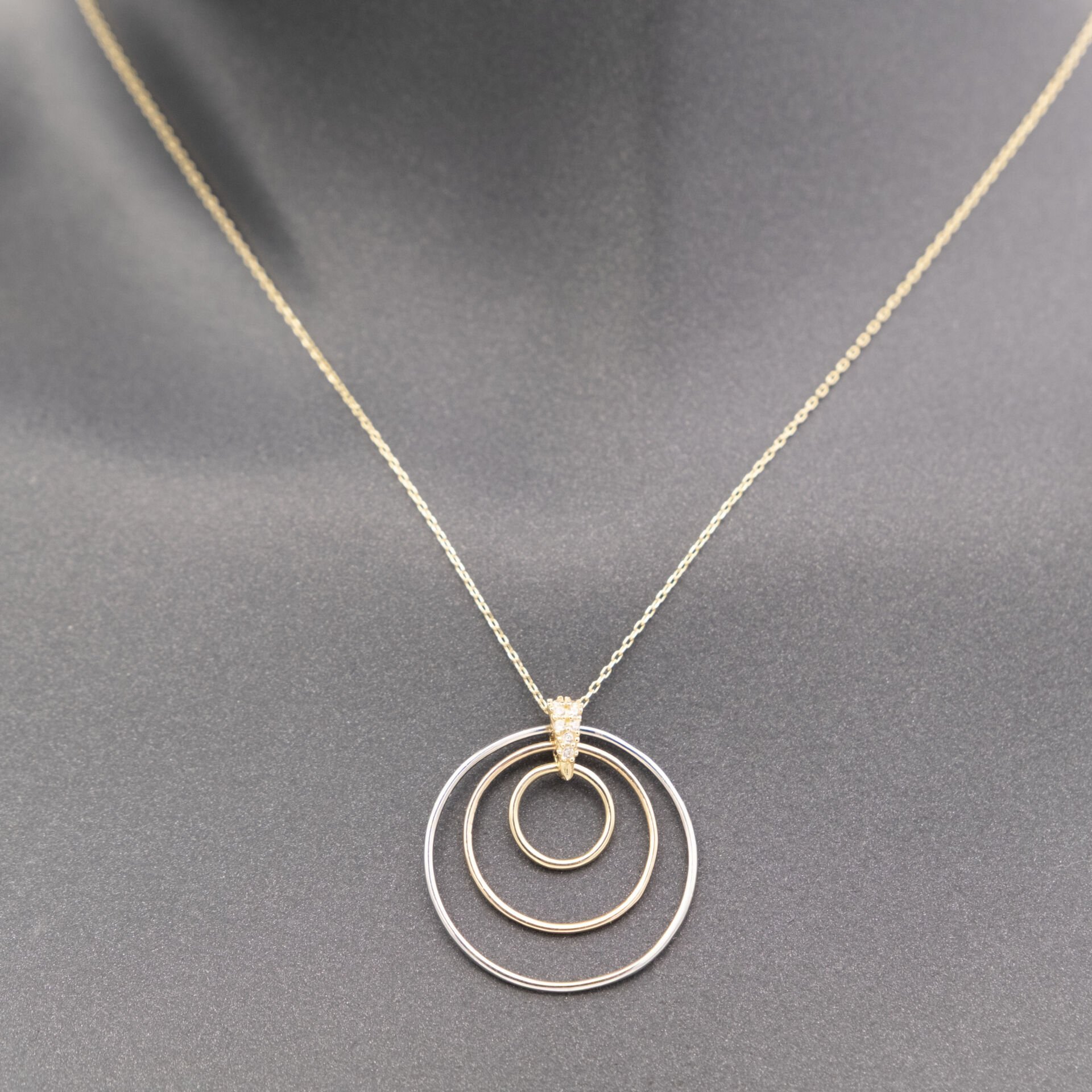 14 Sıralı Renkli Daire Altın Kolye