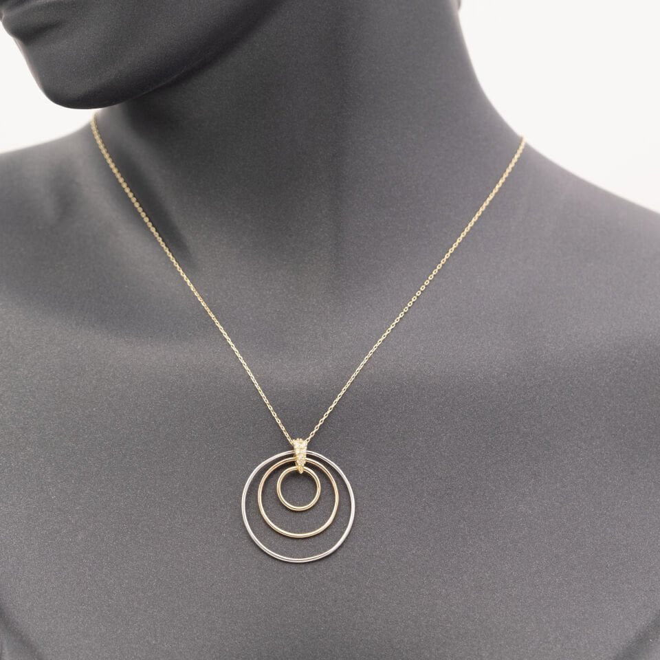 14 Sıralı Renkli Daire Altın Kolye