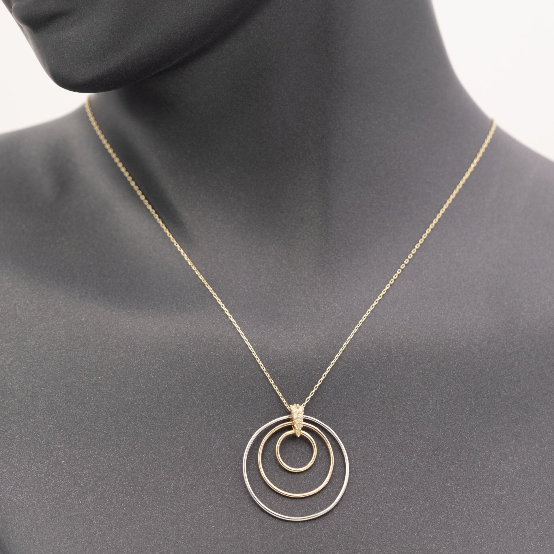 14 Sıralı Renkli Daire Altın Kolye