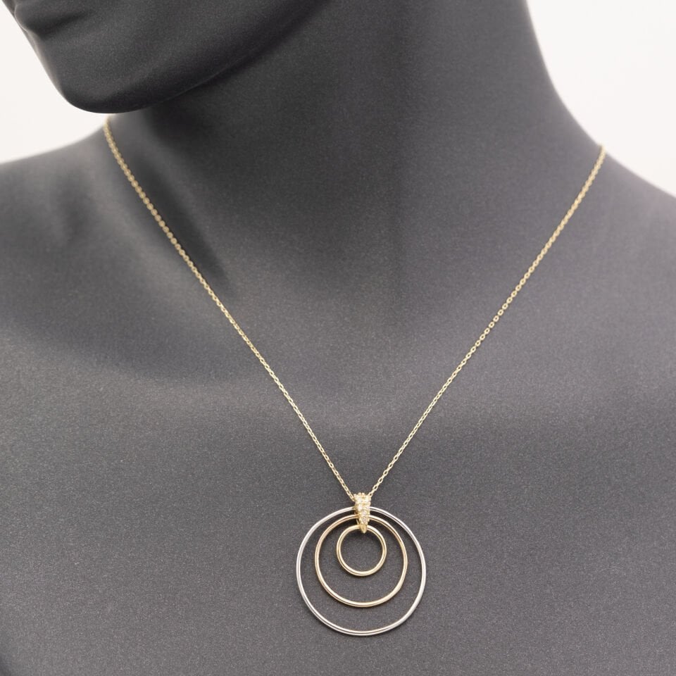 14 Sıralı Renkli Daire Altın Kolye