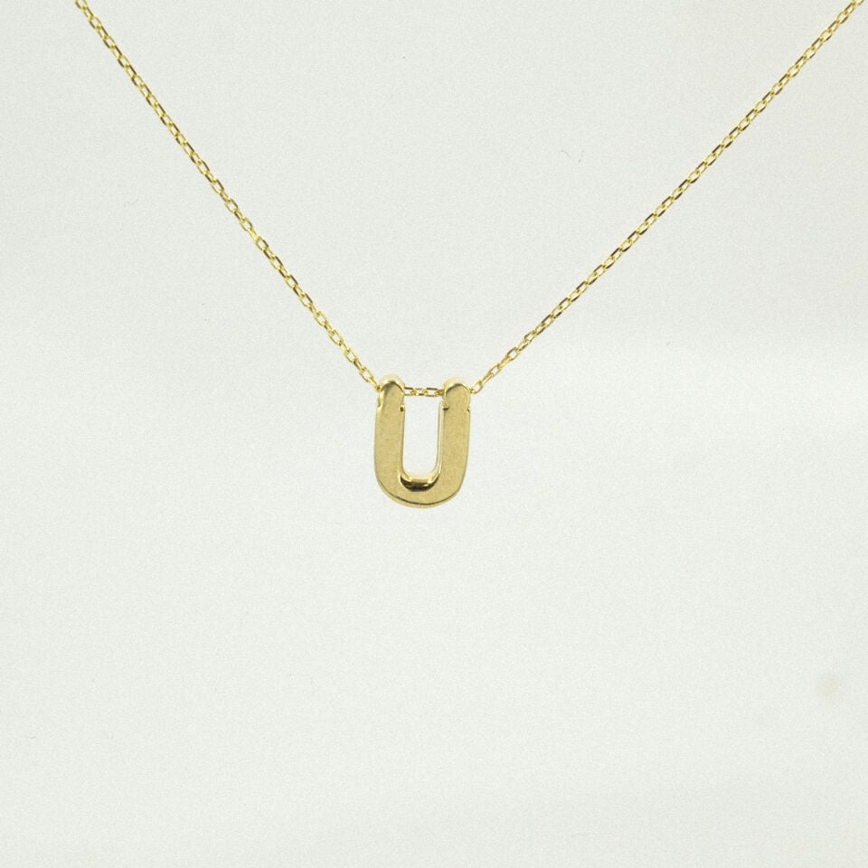 14 Ayar Minimal “U” Harfli Altın Kolye